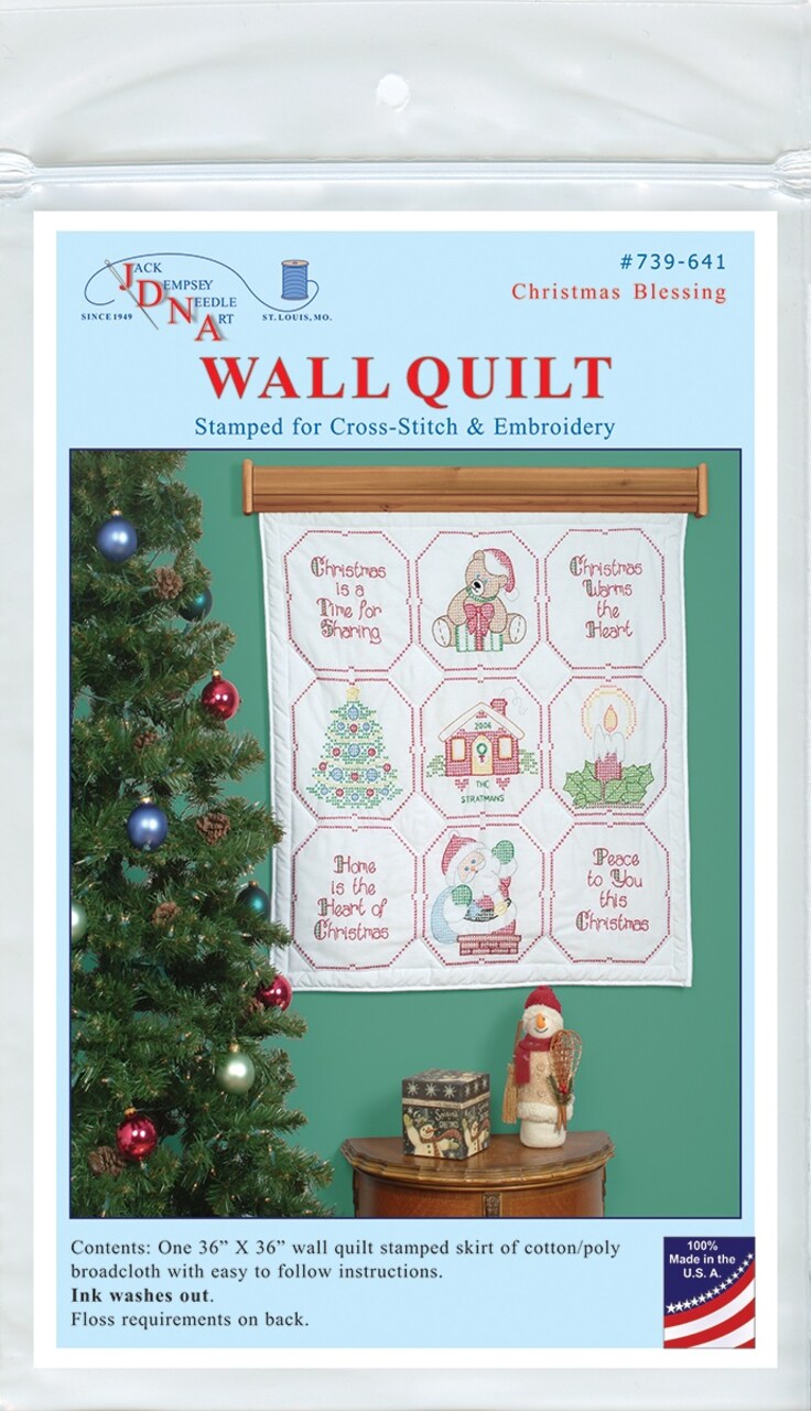 Jack Dempsey Stamped White Wall Or Lap Quilt 36"X36"-Christmas Blessing